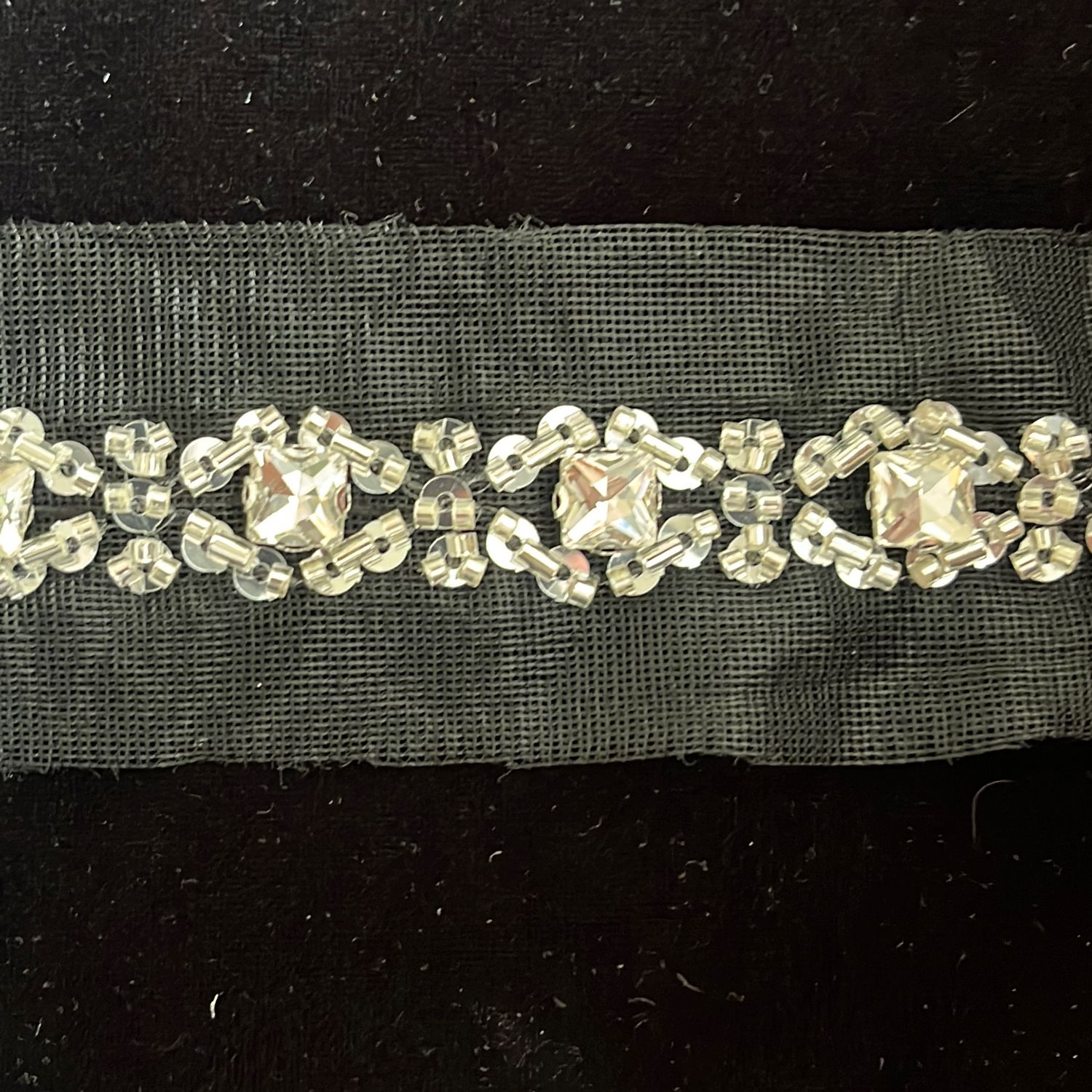 Braid with JewelStones/Beads /m--150-08-BLACK SILVER
