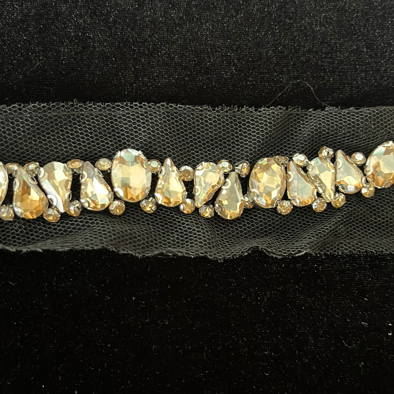 Braid with JewelStones/Beads /m--150-25-BLACK ROSE GOLD