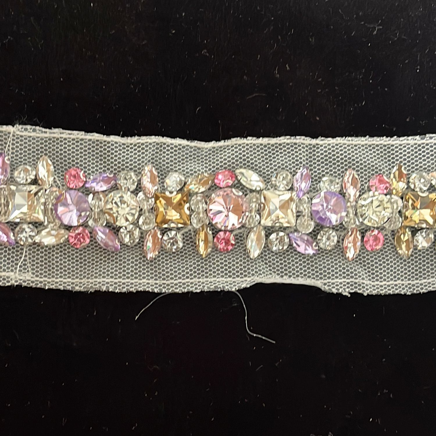 Braid with JewelStones/Beads /m--150-38-WHITE SILVER PINK