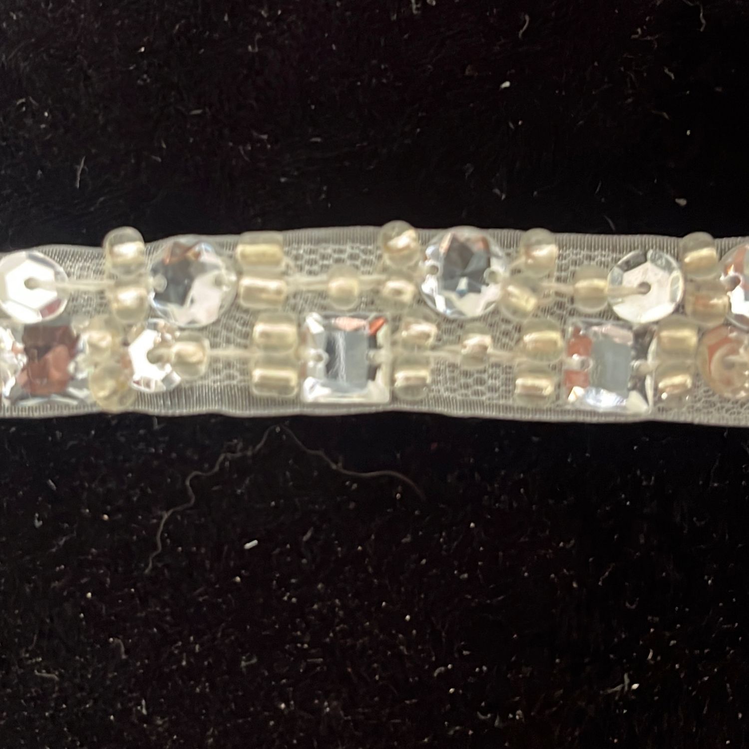 Braid with JewelStones/Beads /m--150-22-WHITE SILVER
