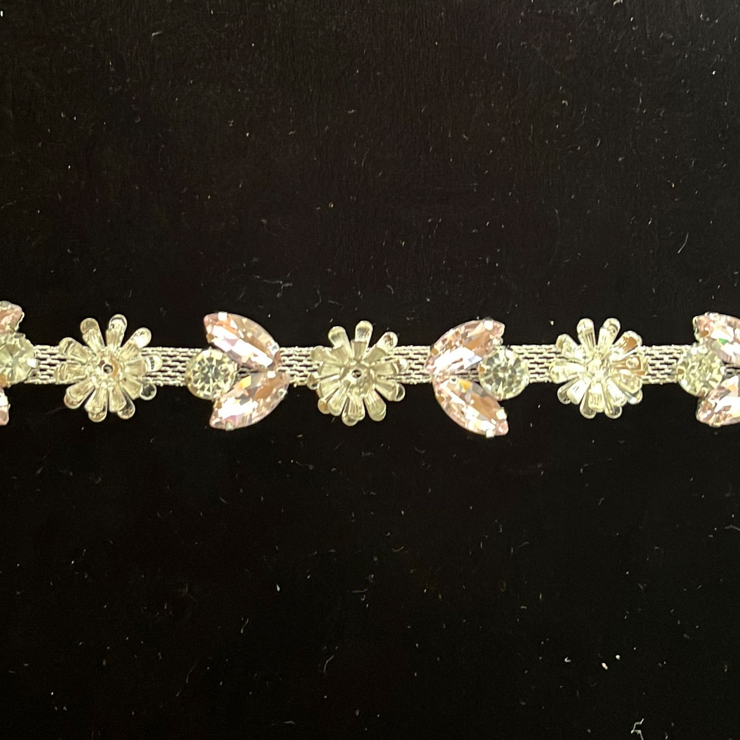 Braid with JewelStones/Beads /m--150-37-SILVER PINK