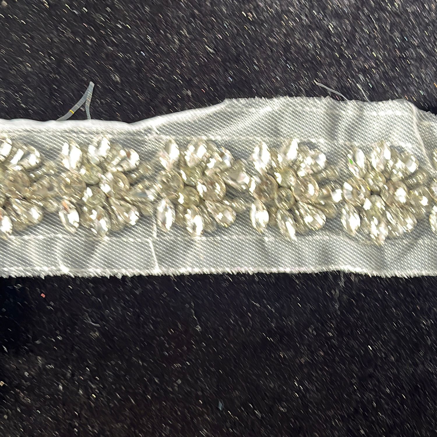 Braid with Stones-/m-44-WHITE SILVER