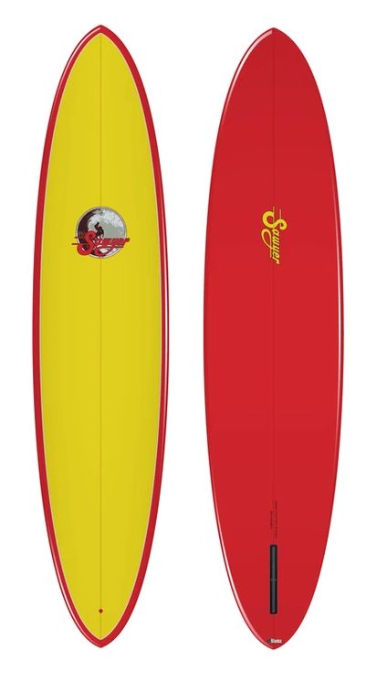 Sawyer Surfboards Midlength 7&#39;4 Red/Yellow