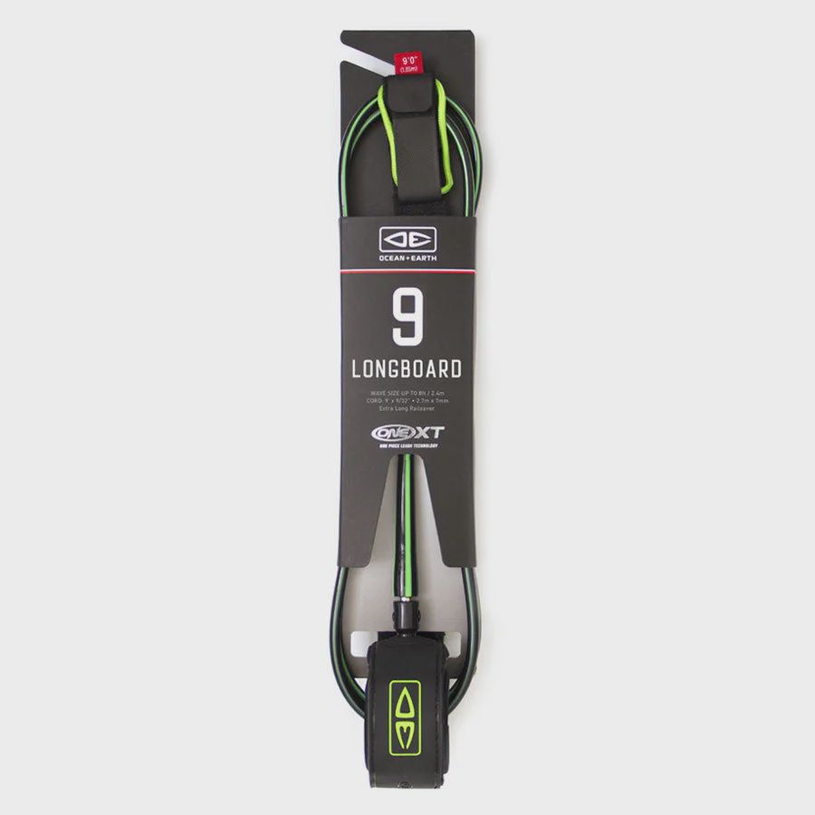 Ocean &amp; Earth OneXT Premium 9ft Longboard Surfboard Leash Lime