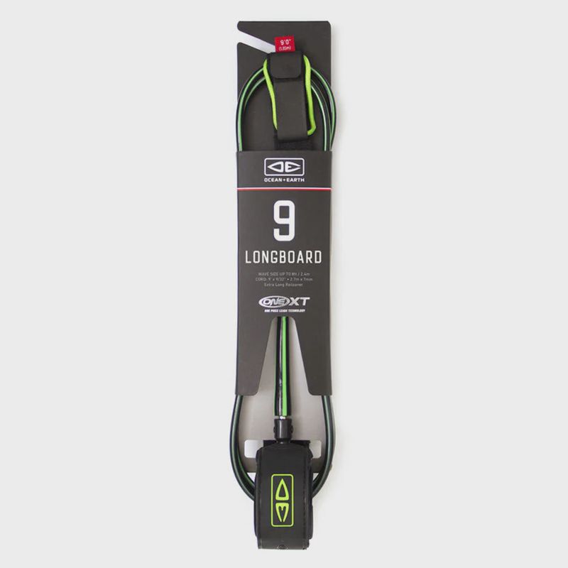 Ocean &amp; Earth OneXT Premium 9ft Longboard Surfboard Leash Lime