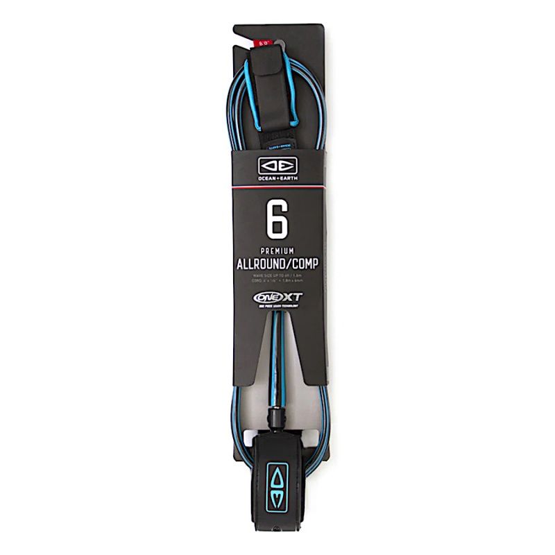 Ocean &amp; Earth OneXT Premium Allround/Comp 6ft Surfboard Leash Blue