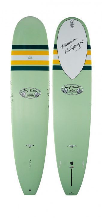 Surftech Surfboards Takayama &#39;In the Pink&#39;  Green Stripe Longboard 8&#39;6 x 22 1/2 x 2.9 64.3L