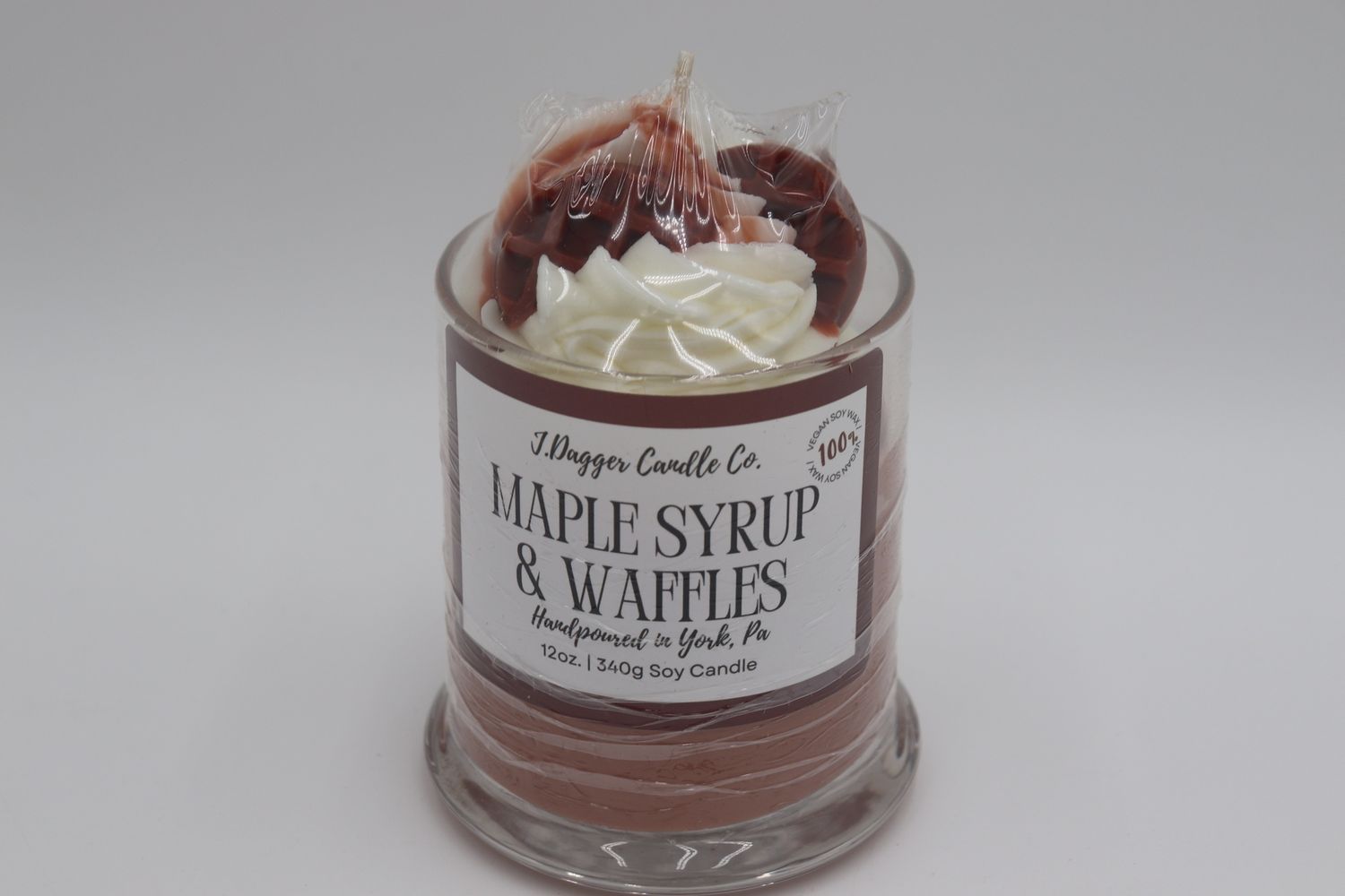 Maple syrup and waffles candle