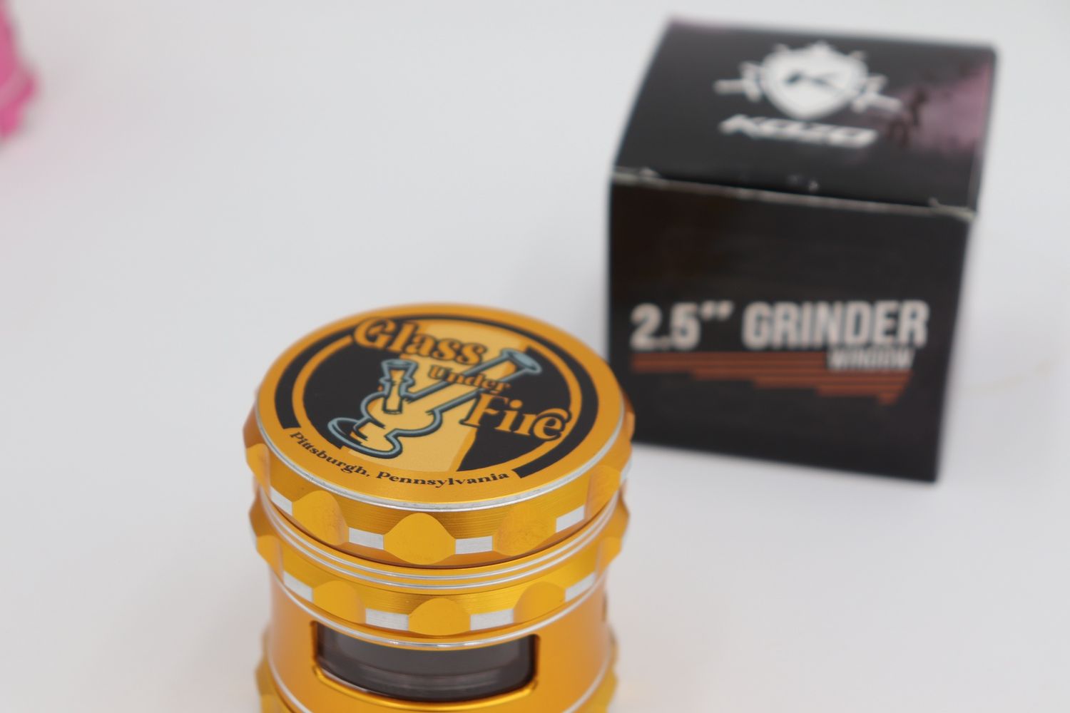 2.5” GUF grinder with window gold
