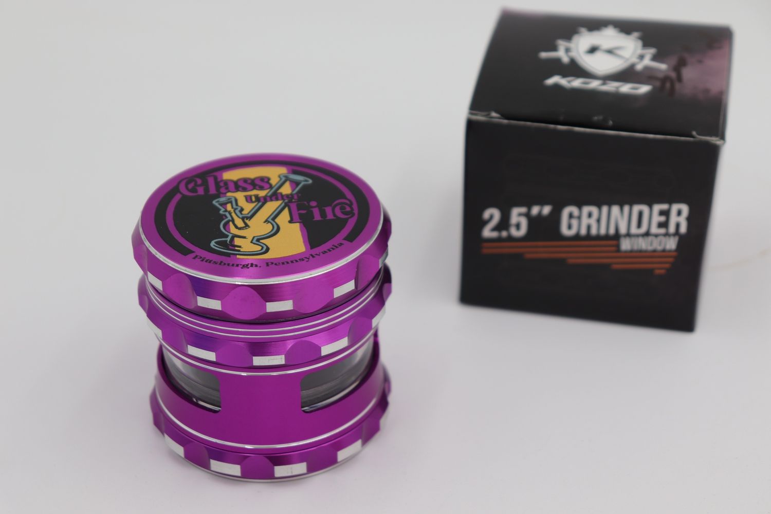 2.5” GUF grinder with window purple