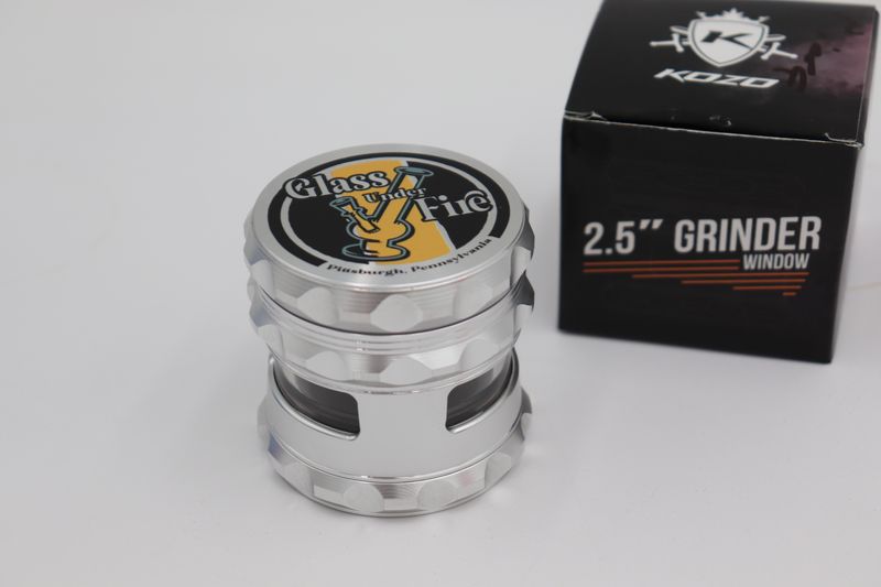 Logo Grinder With Window Silver