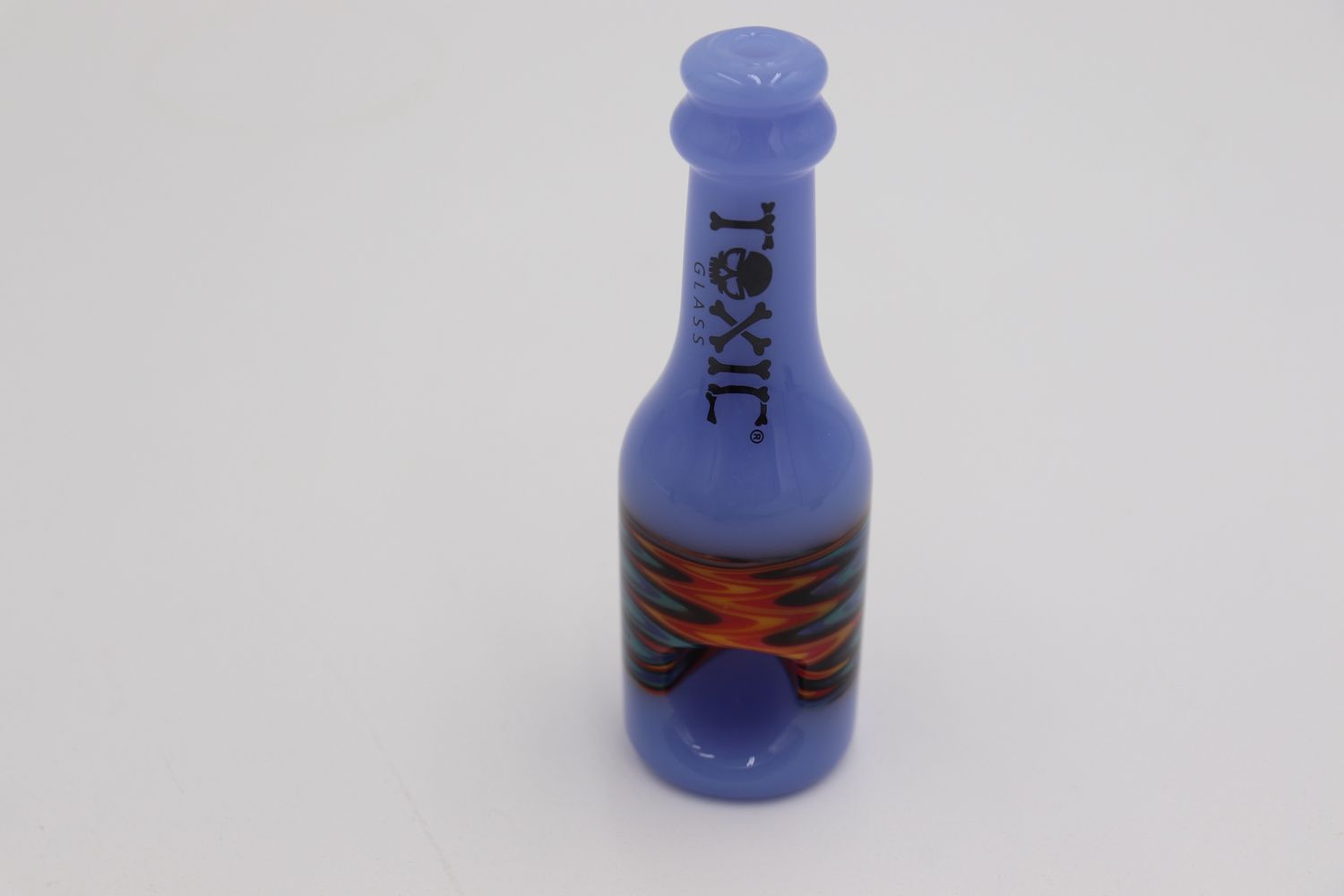 Jade blue wigwag bottle hand pipe