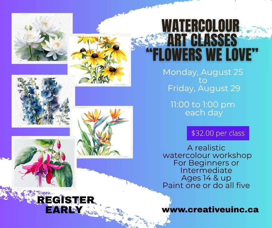 Watercolour Art Class Flowers We Love