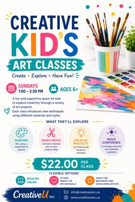 Sunday 1:00 to 2:30 pm Creative Kids Weekly Art Class