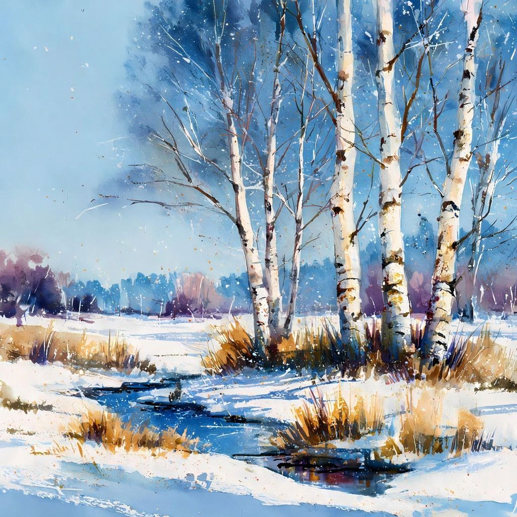 Watercolour Art Class Birch by the stream on a Winter's Day Sunday, Jan 25 1:00 to 3:00 pm