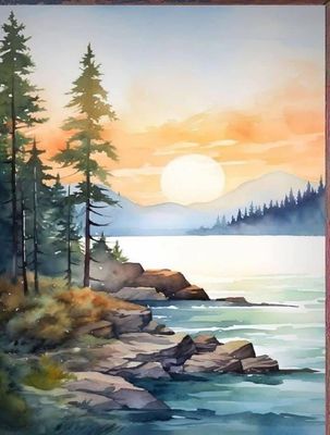Watercolour Art Class Rocky Shoreline Sunday, February 8, 3:15 to 5:15 pm