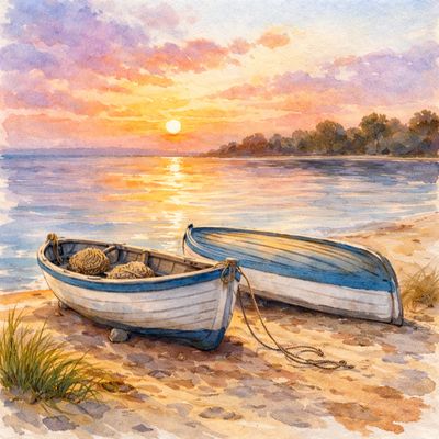 Watercolour Art Class: Boats on the Shore Sunday, May 10, 1:00 to 3:00 pm