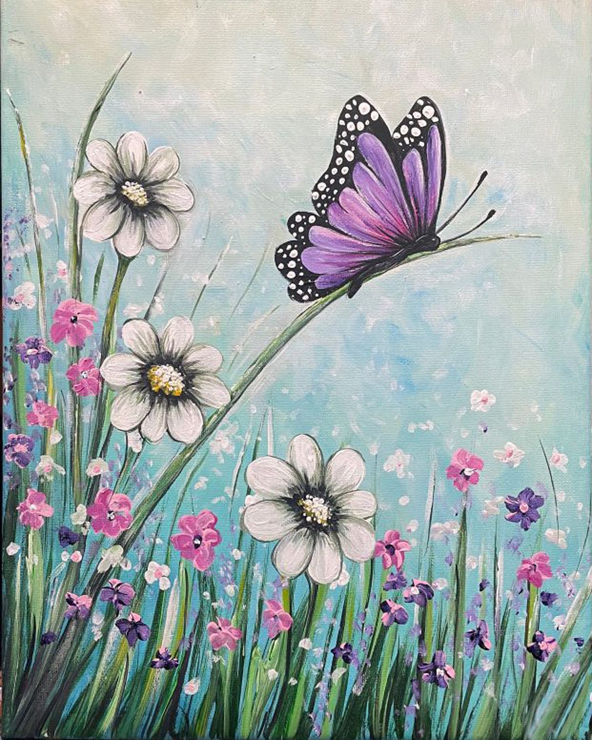 Acrylic Art Class: Butterfly Landing Sunday, May 3,  2:45 to 4:45 pm