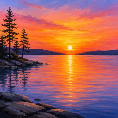 Acrylic Art Class:  Muskoka Sunset on the Lake, Sunday, June 14, 3:00 to 5:00 pm
