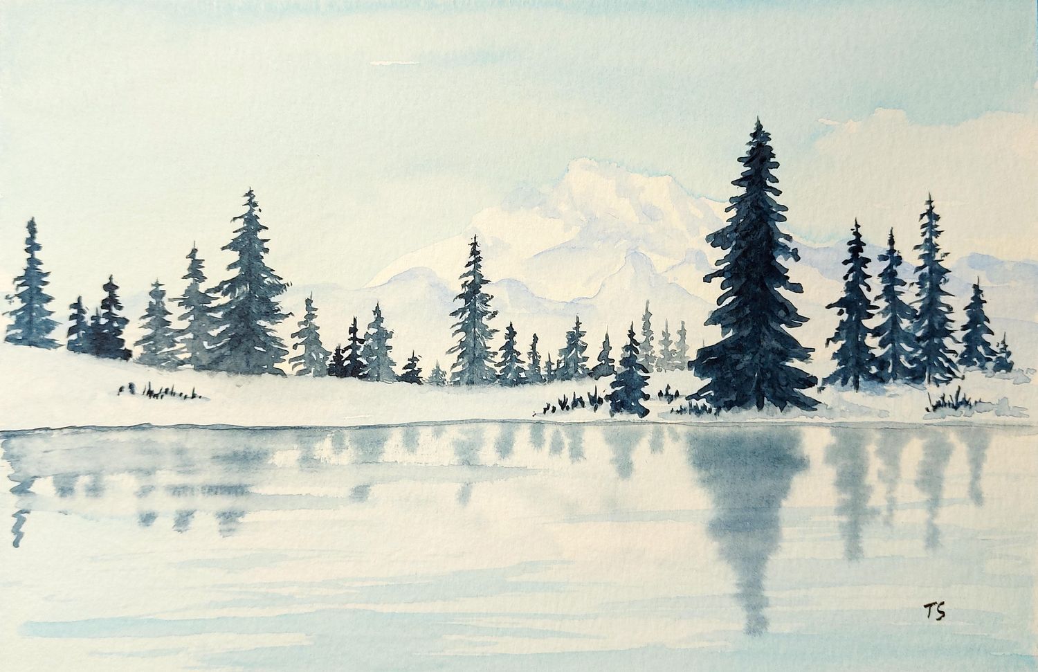 Watercolour Art Class: WinterLandscape  Monochrome