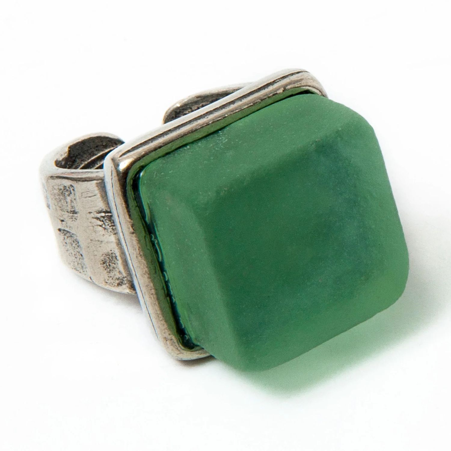 Smart Glass Cube Ring  006, Color: Antique Clear / Silver