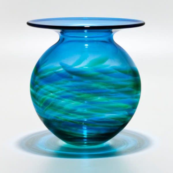 Little River Flared Lip Vase Vortex Series, Color: Ocean Cerulean