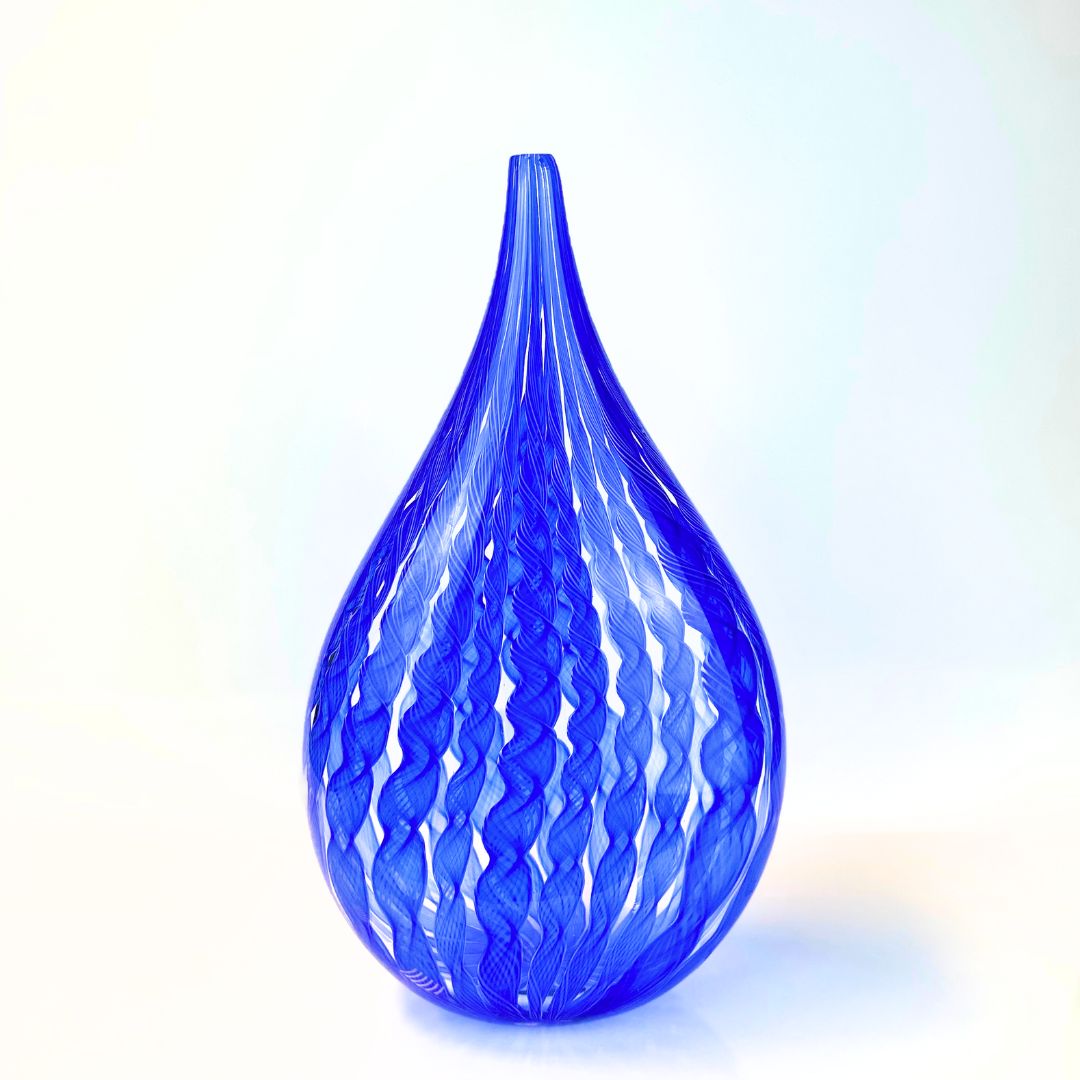 Glass Blower Tears Sculpture in Cobalt by Harry Boux