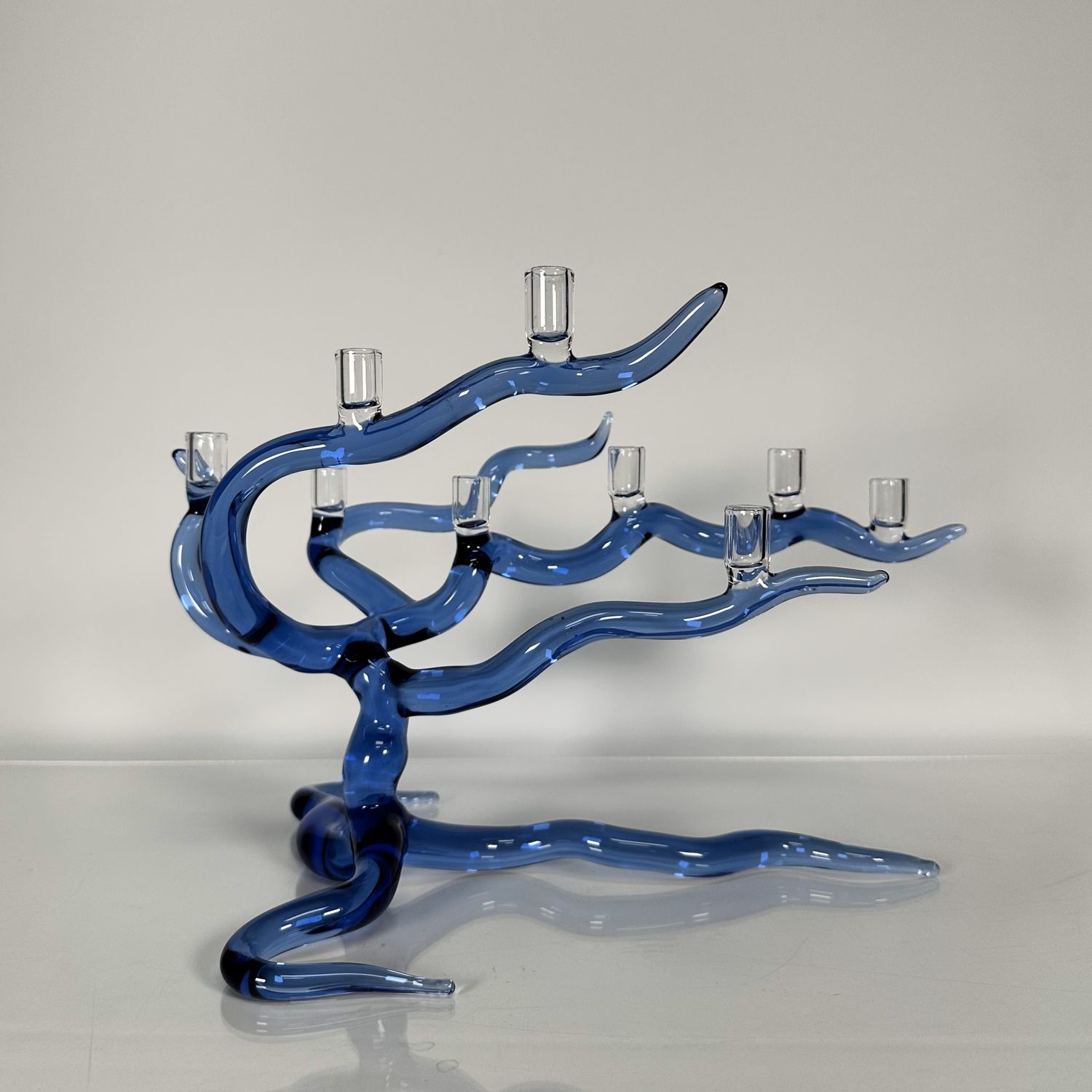 Salusa Wide Tree of Life Menorah Cobalt