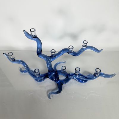 Salusa Tree of Life Menorah Cobalt