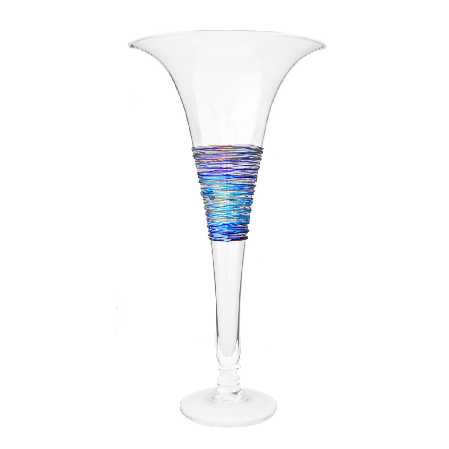 Romeo Glass Rainbowspun Spiral Trumpet Vase