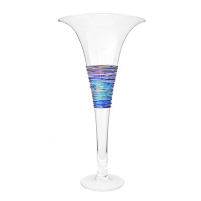 Romeo Glass Rainbowspun Spiral Trumpet Vase