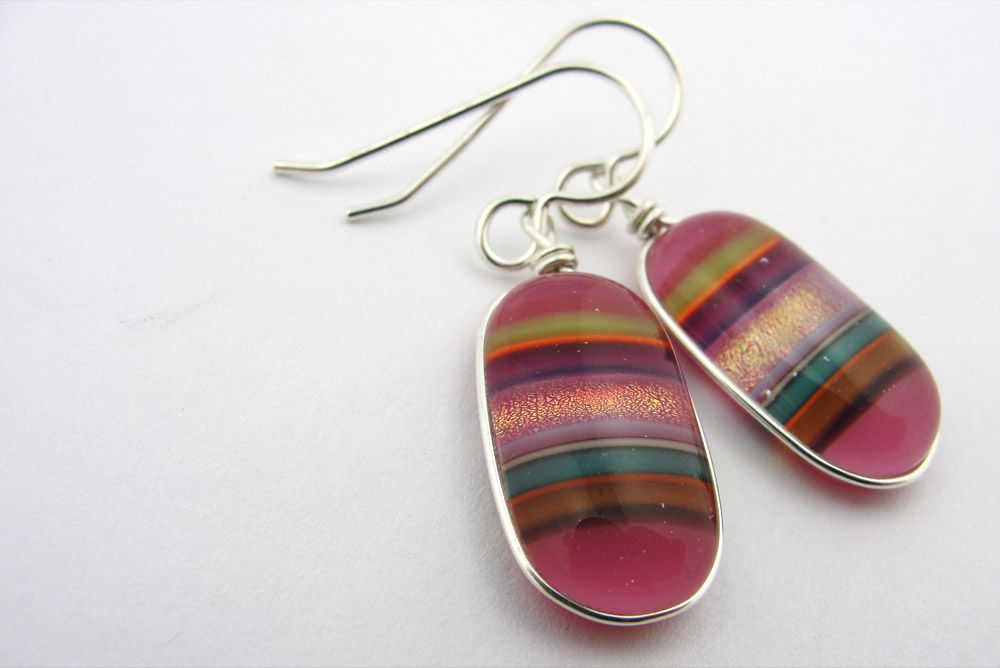 Momo Glassworks BM-168 Zarape II Pink Earrings