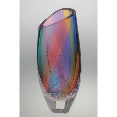 Blodgett Glass Angled Triangular Large Vase