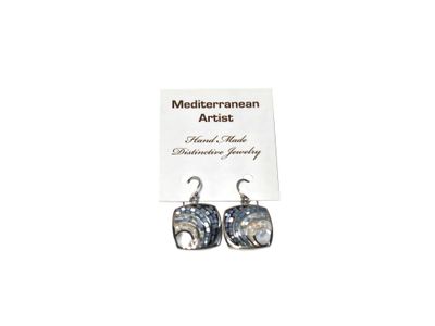 MedArtCo Mosaic Blue /White Earrings NAOE3478