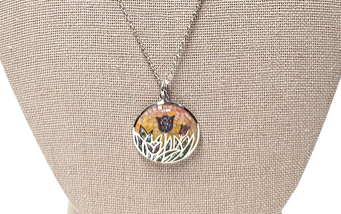 MedArtCo Mosaic Flowers Necklace NAZE7829P