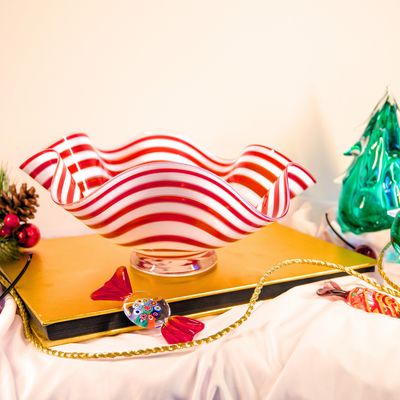 Hudson Glass: Candy Cane Bowl