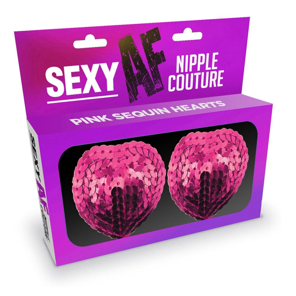 Sexy AF Nipple Couture Sequins, SHAPE: Heart, COLOR: Pink