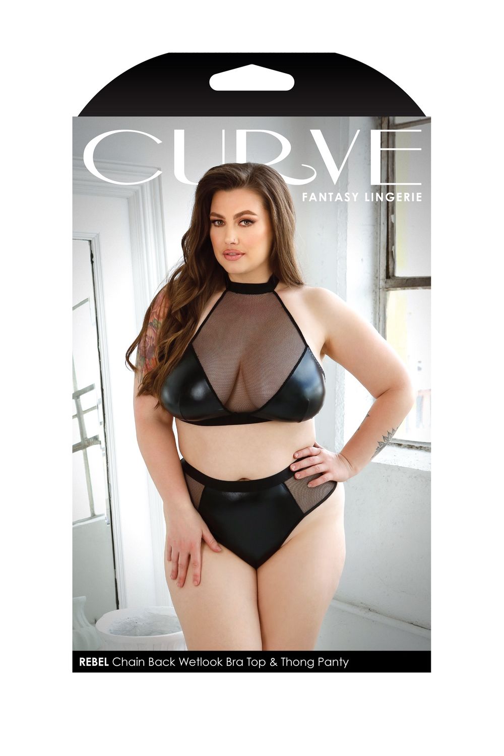 Rebel Wetlook Bra Top &amp; Panty, COLOR: Black, Size: 1Xlarge-2Xlarge