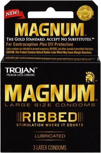 Trojan Magnum Ribbed, COLOR: RIBBED, Size: 3 PK