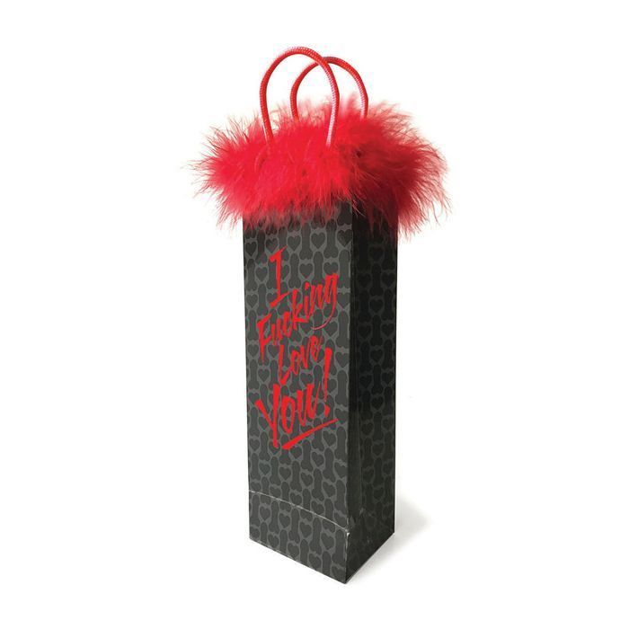 I Fucking Love You Fuzzy Gift Bag, COLOR: Red-Black