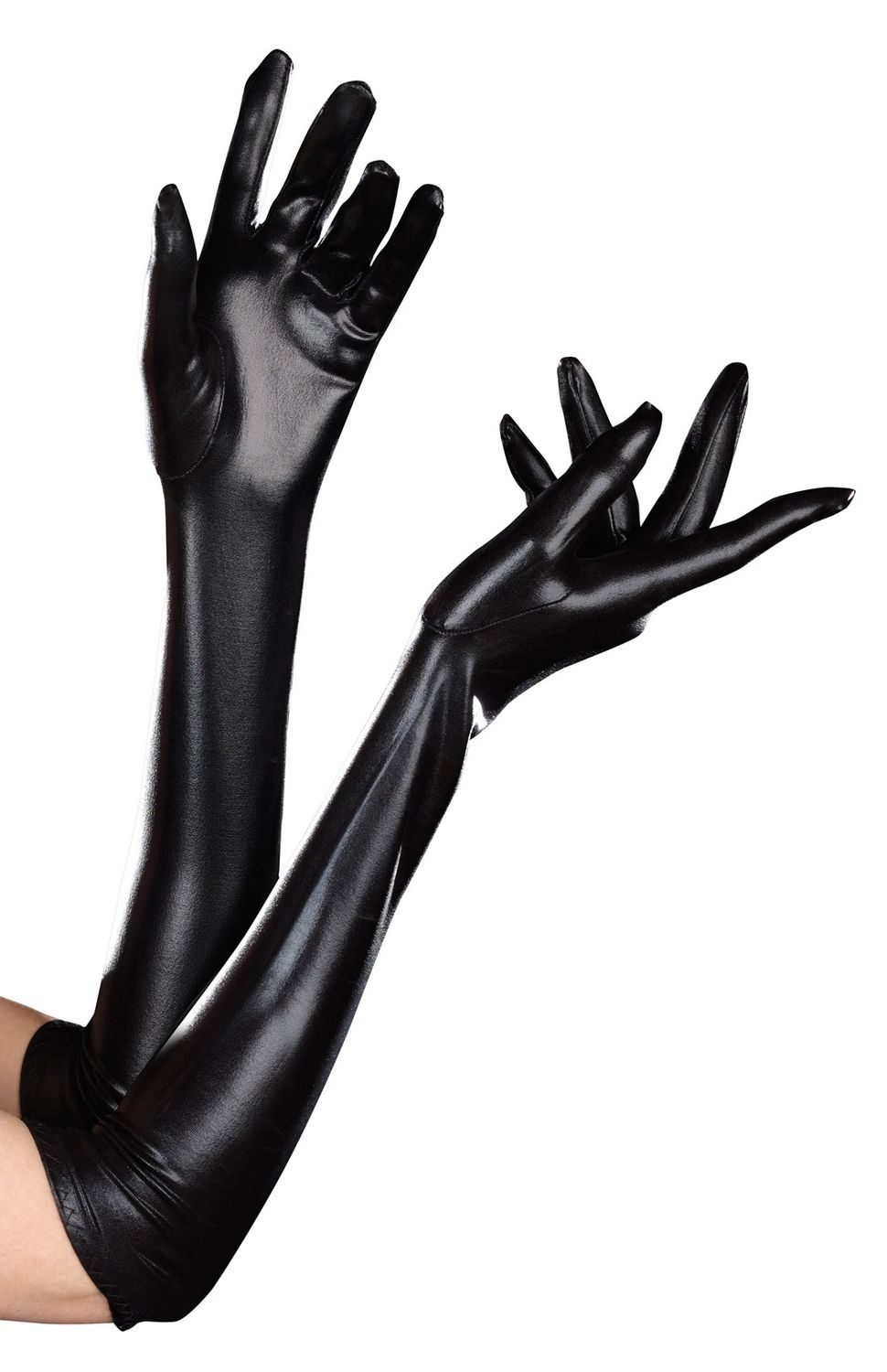 Dominique Shiny Long Gloves, COLOR: Black, Size: Standard