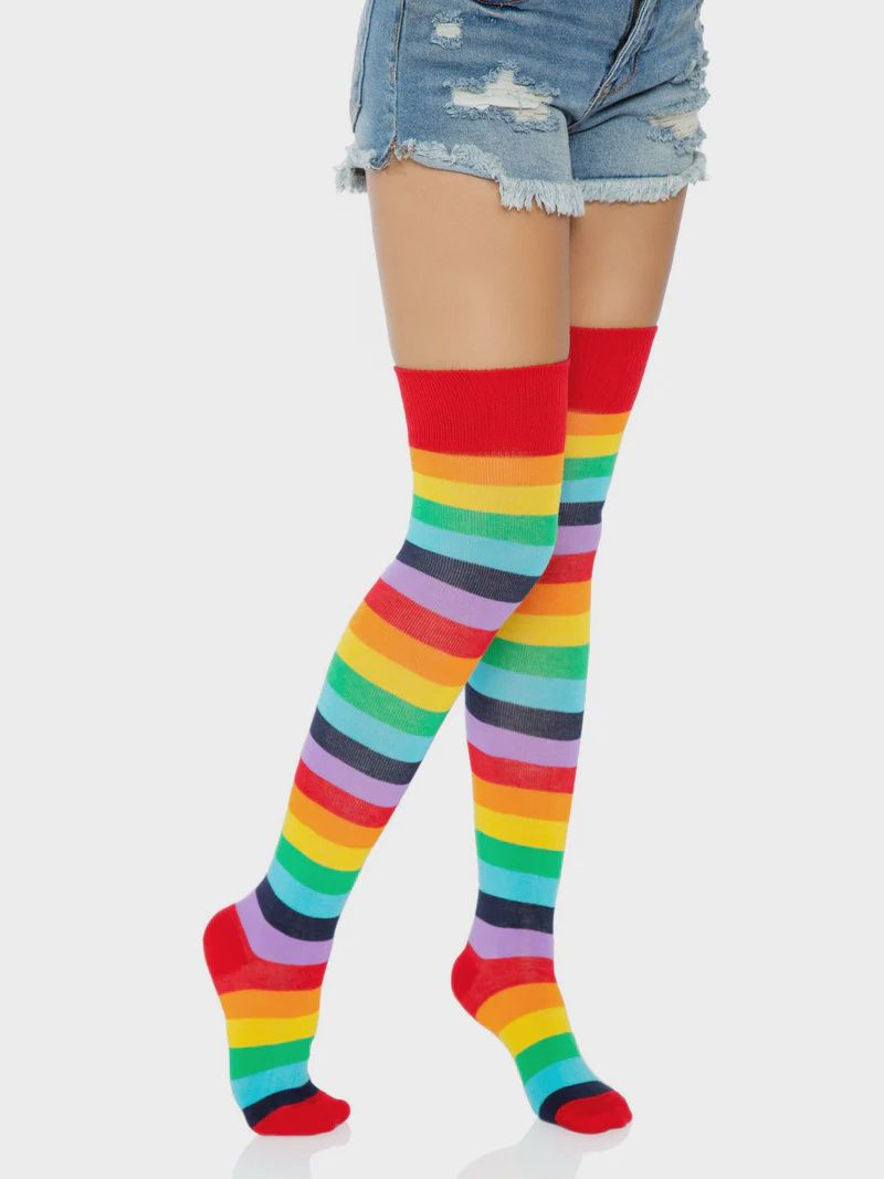 Lycra Acrylic Thigh High, COLOR: Rainbow, Size: Standard
