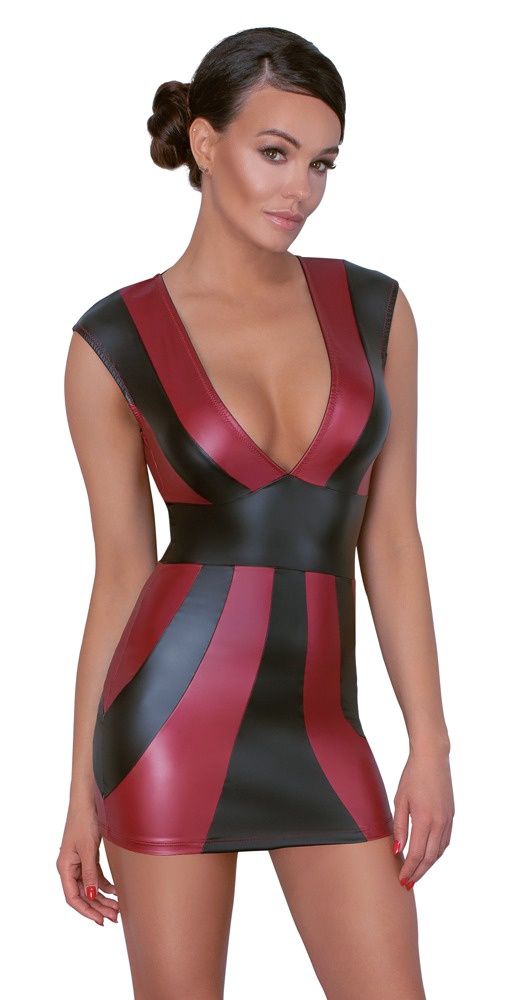 POLYESTER STRIPED DRESS, Size: Xlarge, COLOR: Red-Black