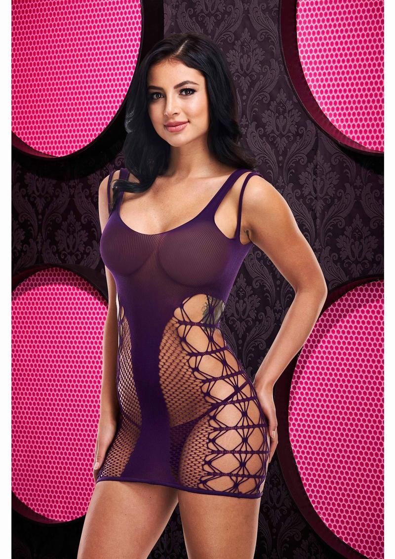 Jacquard Mini Dress, COLOR: Purple, Size: Standard
