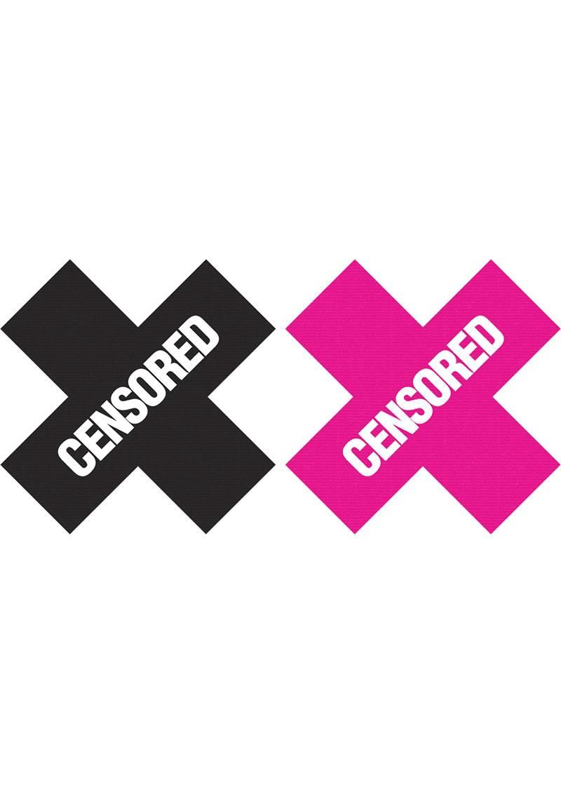 Censored Cross Pasty Set, COLOR: Black-Pink, Size: Standard