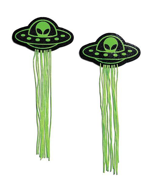 Premium UFO w/ Tassel Pasties, COLOR: Green