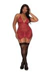 Lace Garter Slip with Zipper and Thong, COLOR: Garnet, Size: Standard