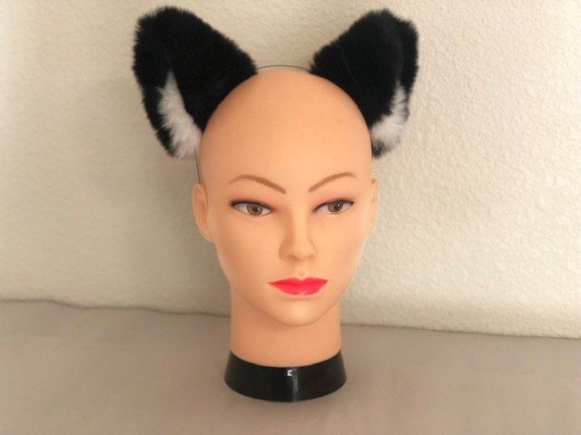 Wolf Ears on band, COLOR: Black with White inner