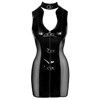 Vinyl and Net Dress with Buckles, Size: Medium, COLOR: Black