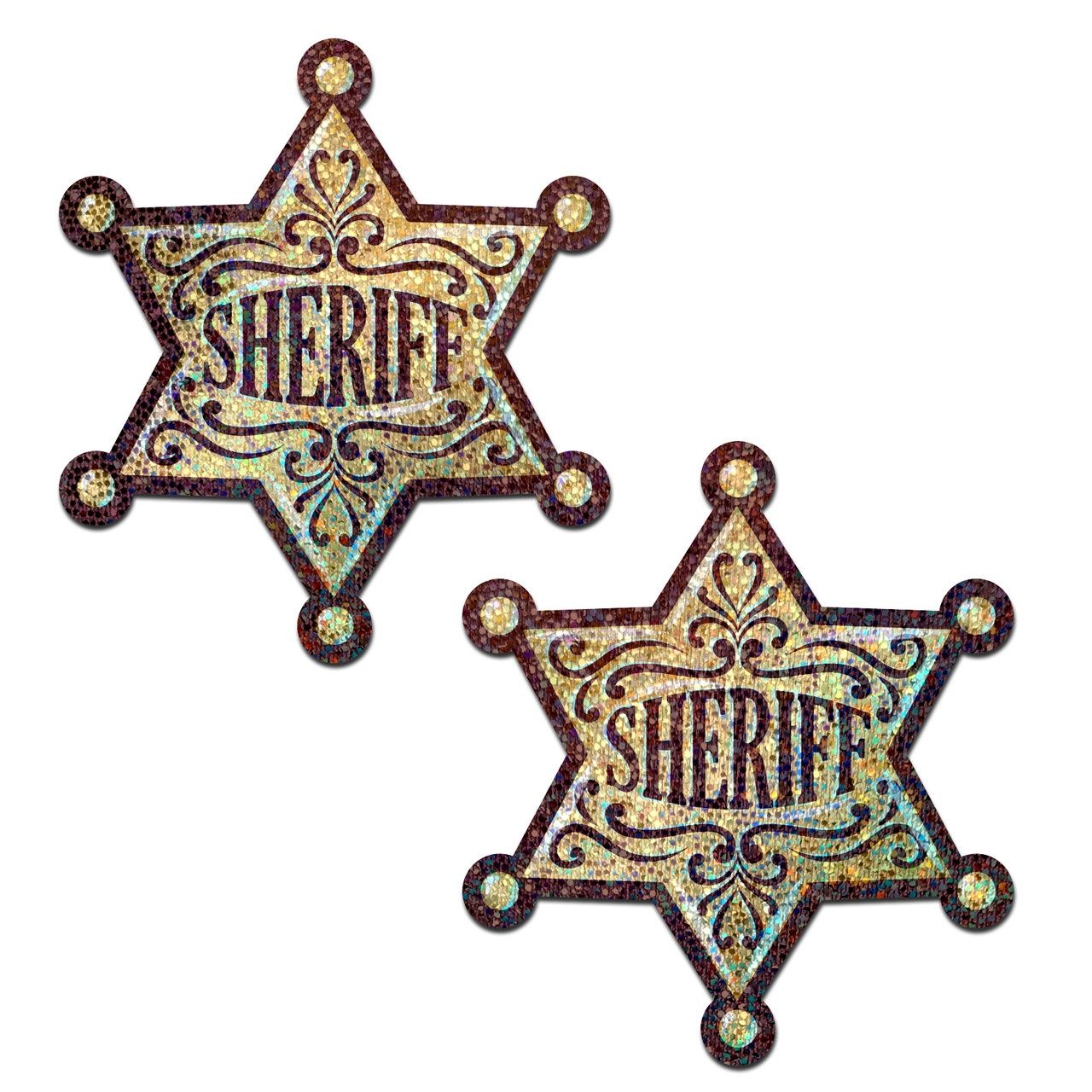 Sheriff Badge Pasties, COLOR: Gold, SHAPE: Star